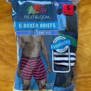 Fruit of the Loom Men’s 6-Pack Boxer Briefs - Red & Navy Stripes